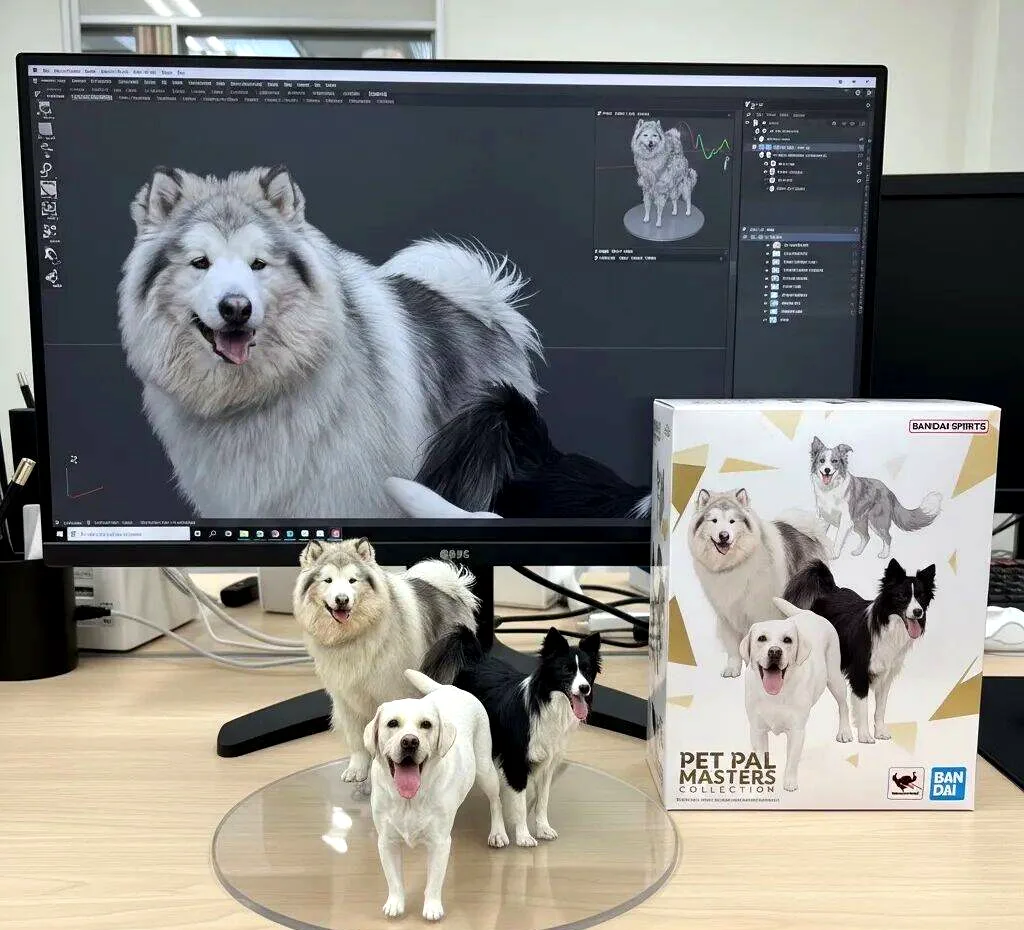 three custom dog figurines made from customer pet photos