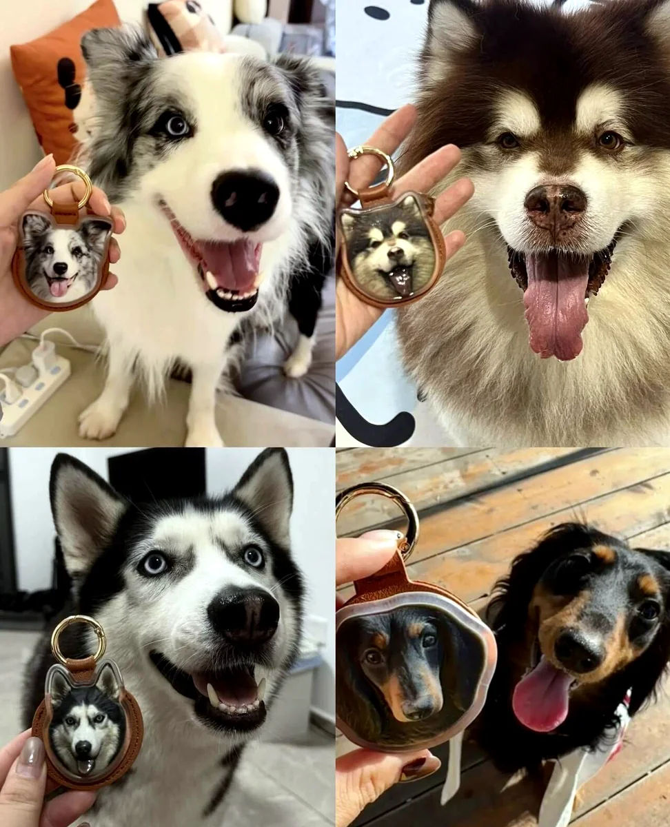 customer dog photo keychains with matching pet photos