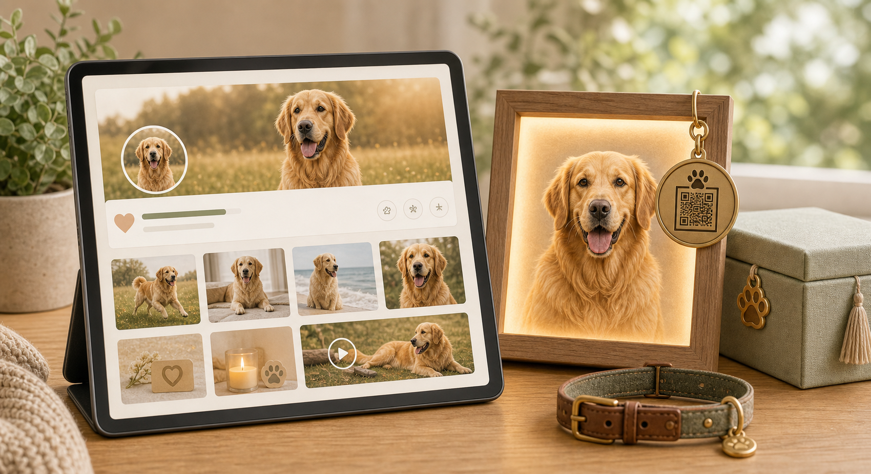 digital pet memorial page linked to a keepsake