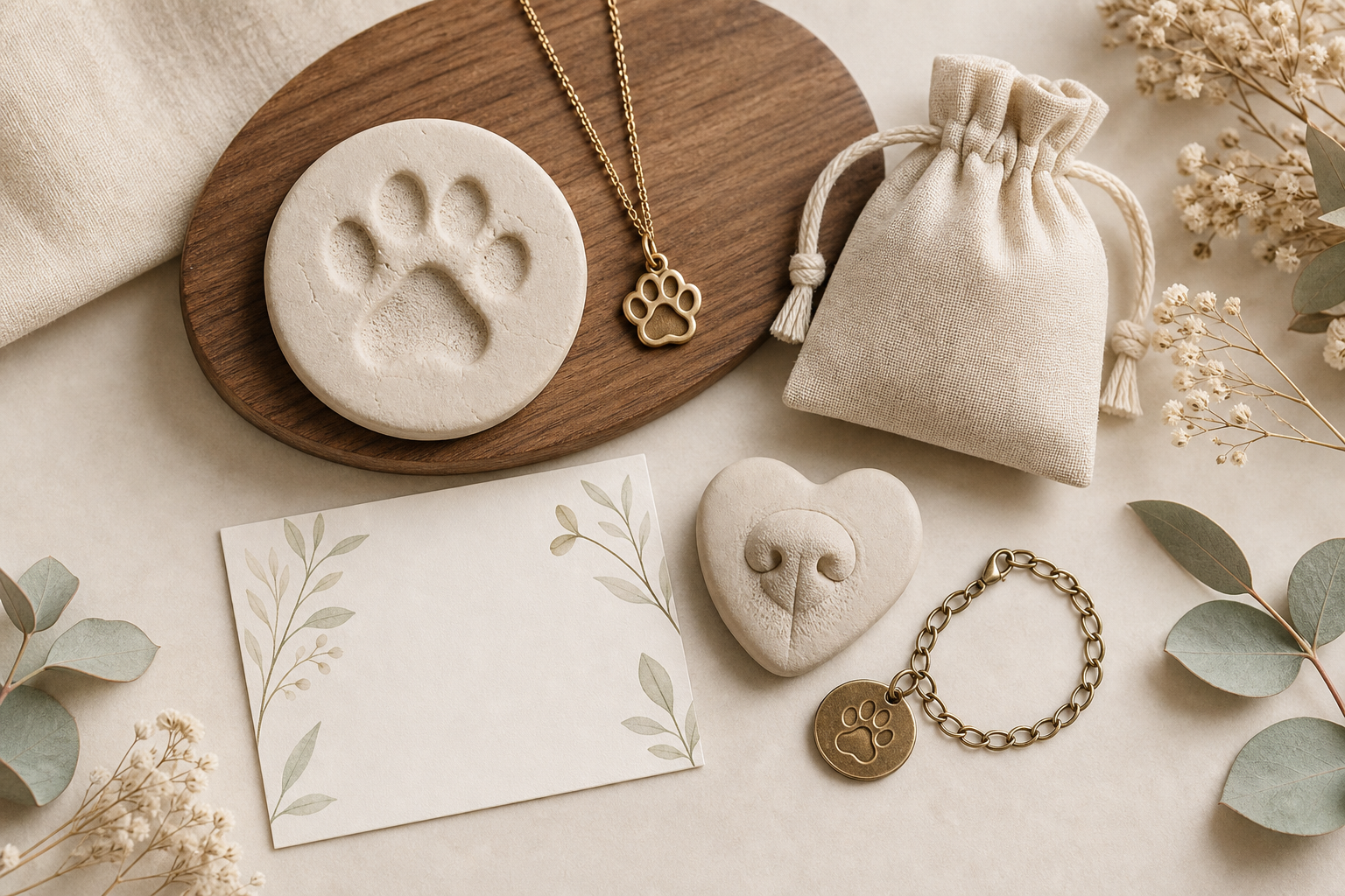 paw print keepsake frame with pet photo and small memorial vial